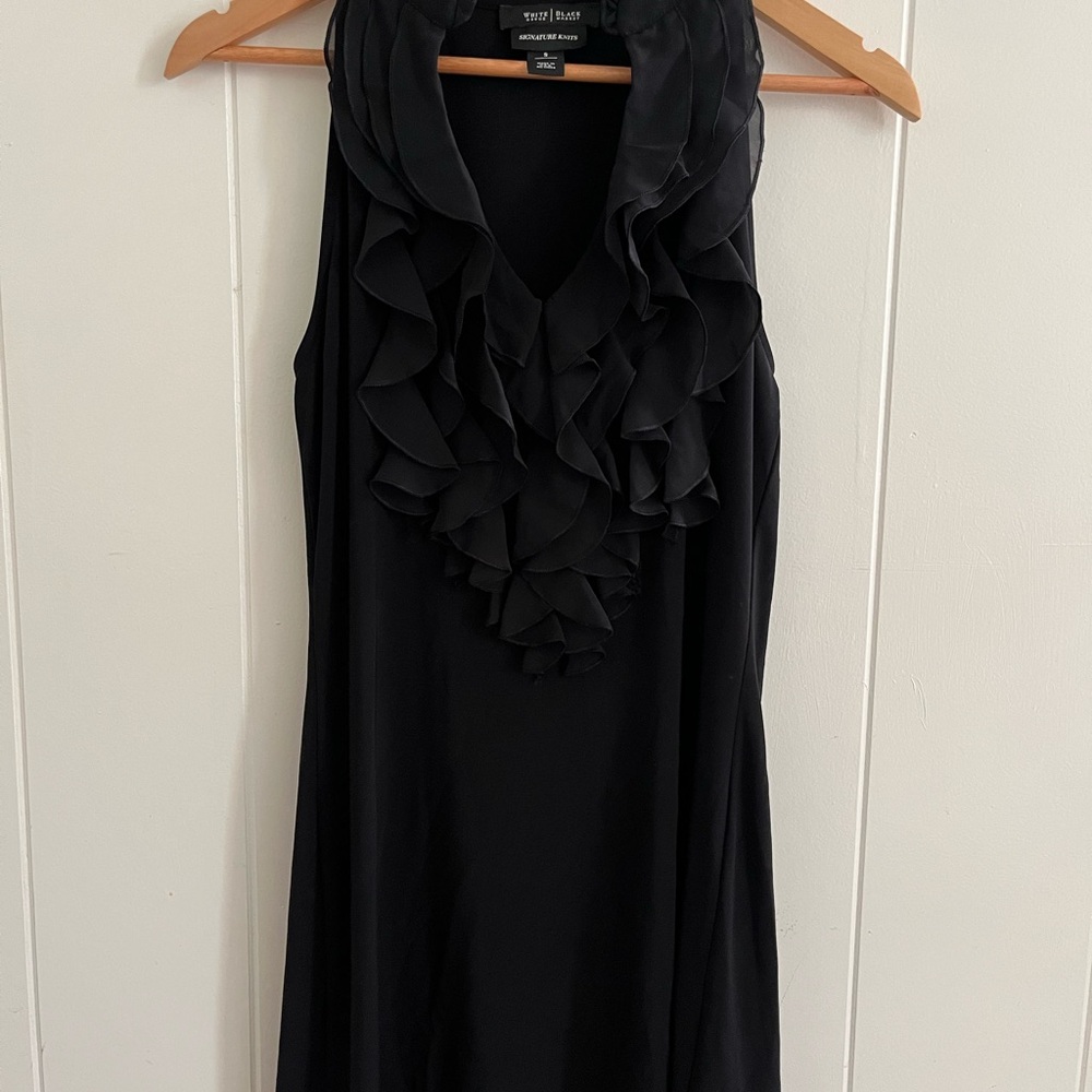 White House Black Market Black Ruffled Sheath Mini Dress